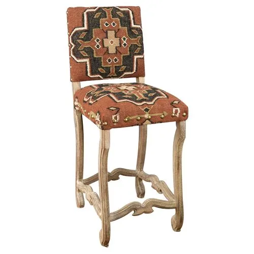 Nadine Kilim Barstool - Red - Handcrafted