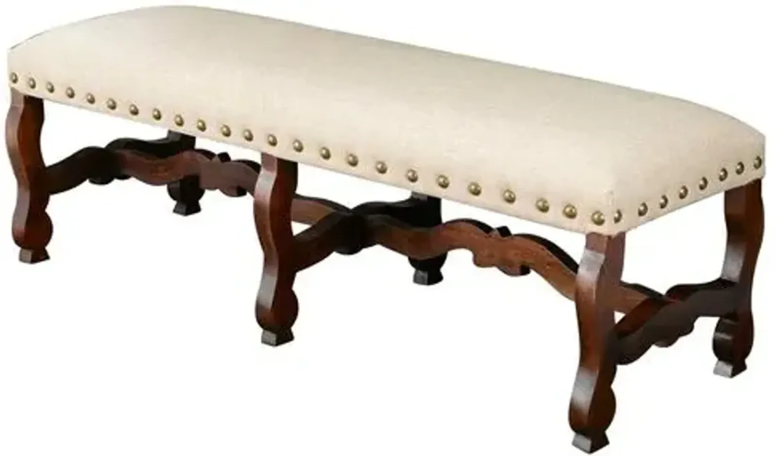 Penny Nailhead Bench - Beige Linen - Handcrafted