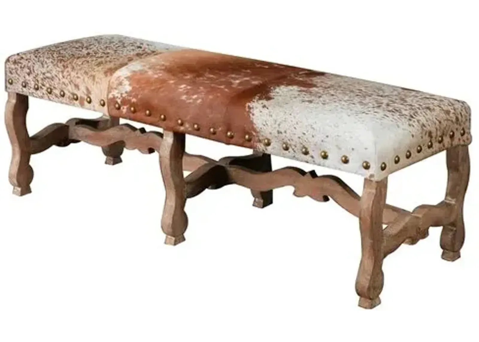 Penny Nailhead Bench - Cowhide - Brown