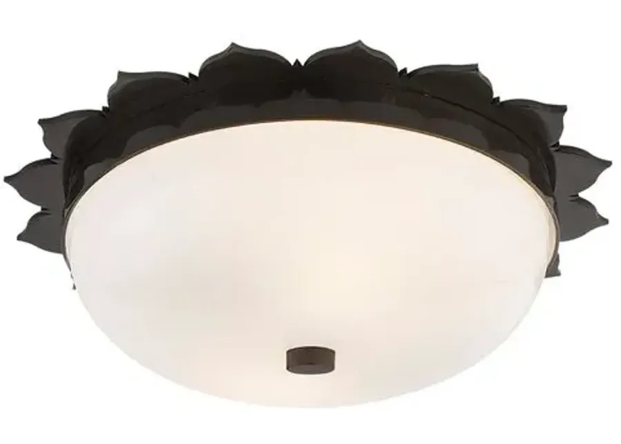 Visual Comfort - Rachel Flush Mount - Gunmetal - Ivory