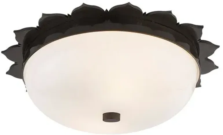 Visual Comfort - Rachel Flush Mount - Gunmetal - Ivory