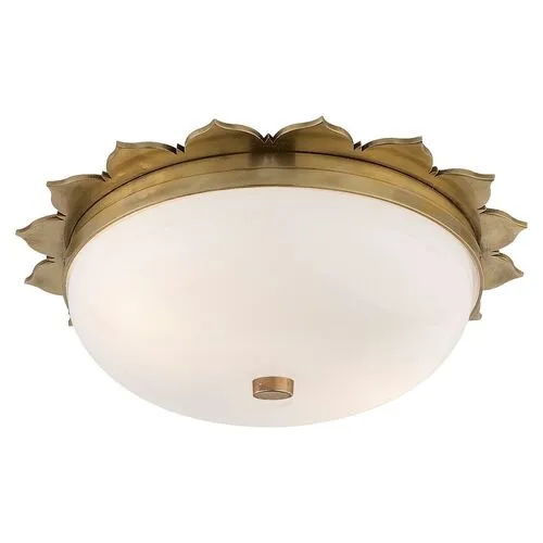 Visual Comfort - Rachel Flush Mount - Natural Brass - Ivory