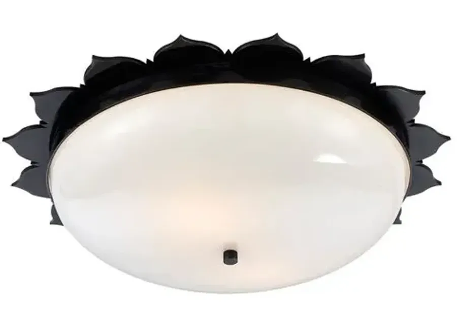 Visual Comfort - Rachel Flush Mount - Gunmetal - Ivory