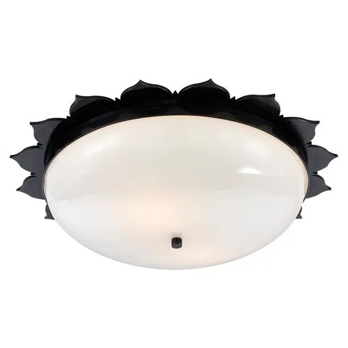 Visual Comfort - Rachel Flush Mount - Gunmetal - Ivory