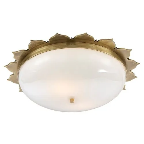 Visual Comfort - Rachel Flush Mount - Natural Brass - Ivory