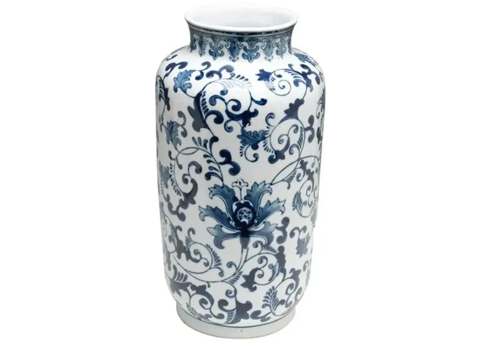 15" Floral Vase - Blue/White