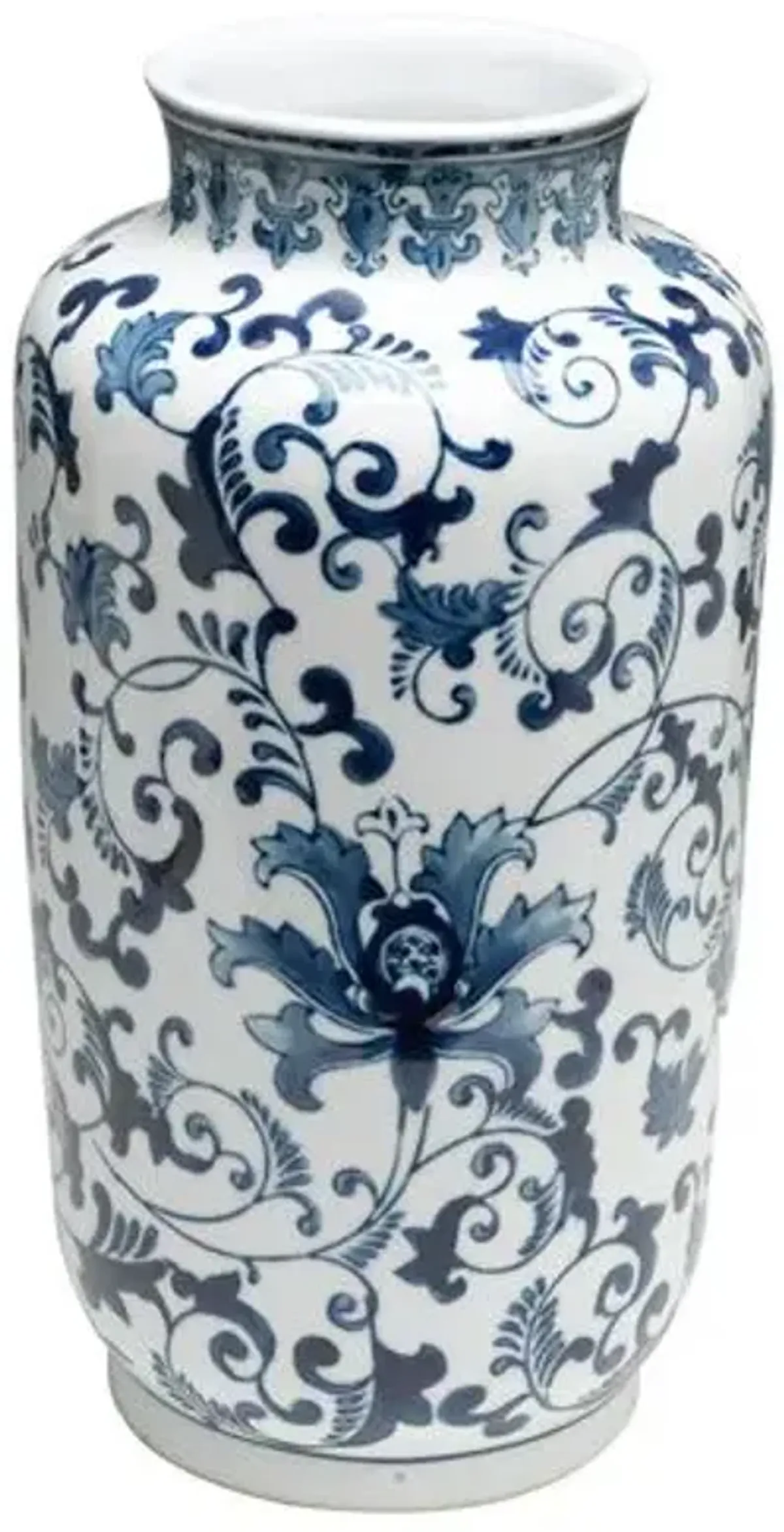 15" Floral Vase - Blue/White