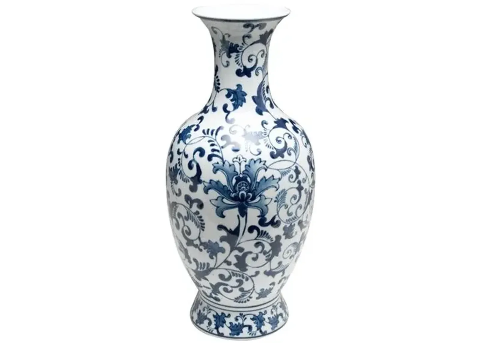 18" Floral Vase - Blue/White