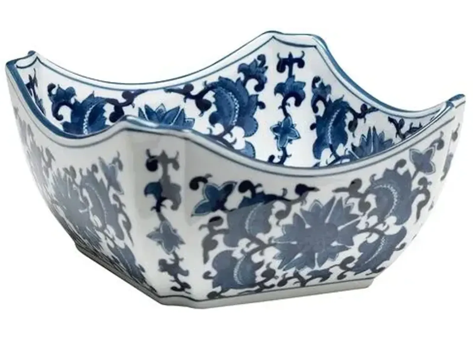 9" Floral Square Bowl - Blue/White