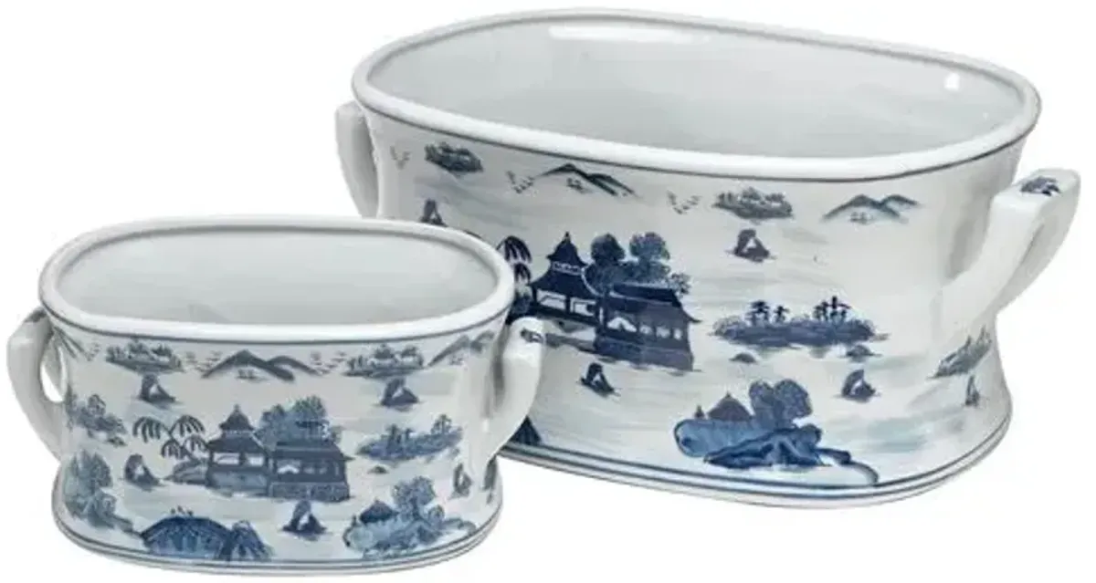 Asst. of 2 Willow Bowls - Blue/White