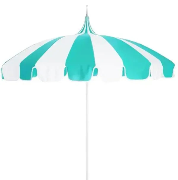 Aya Pagoda Two-Tone Patio Umbrella - Sunbrella - Blue