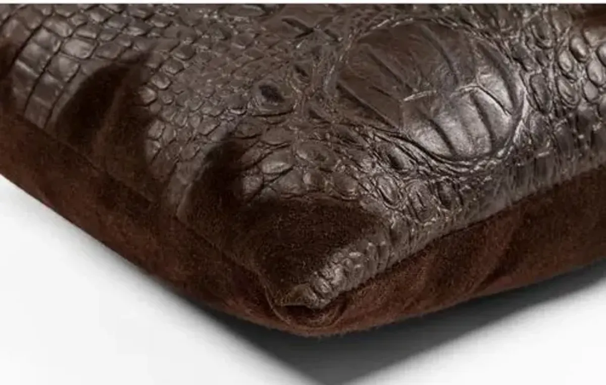 Croc Pillow - Brown Suede - Le-Coterie