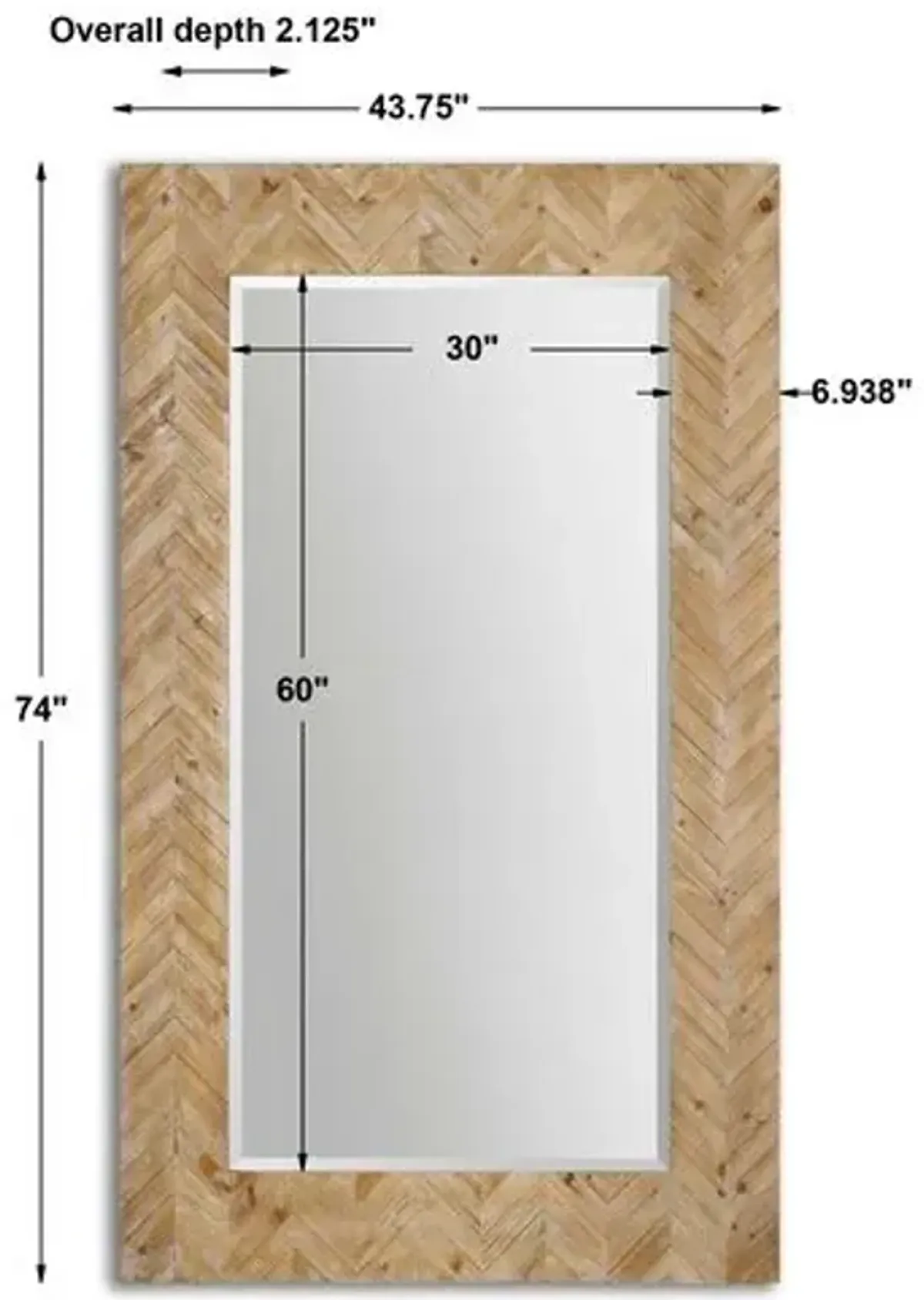 Mayville Floor Mirror - Natural - Gray