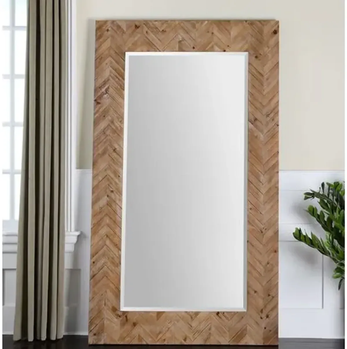 Mayville Floor Mirror - Natural - Gray