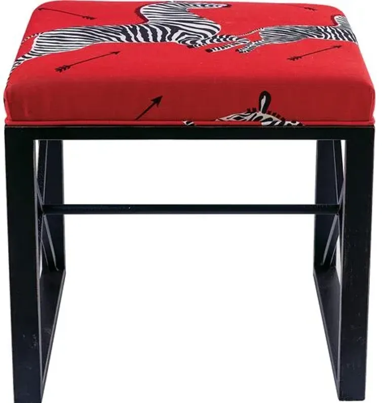 Medallion Zebra Scalamandre Right Facing Single Bench - Red/Black - Port 68