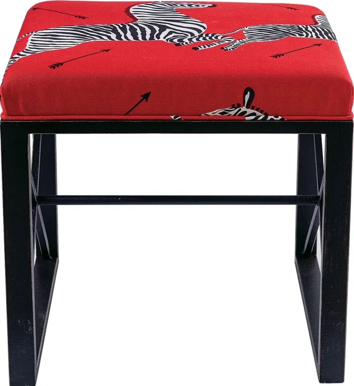 Medallion Zebra Scalamandre Right Facing Single Bench, Red/Black