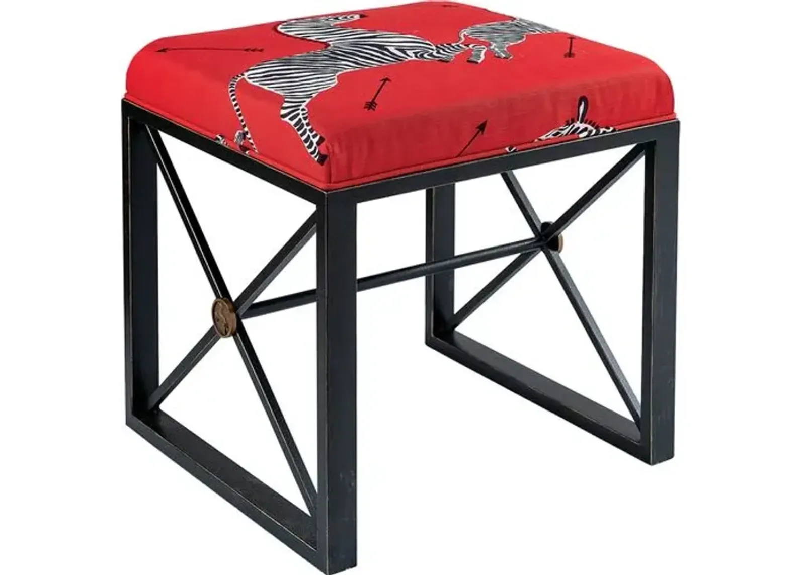 Medallion Zebra Scalamandre Right Facing Single Bench - Red/Black - Port 68