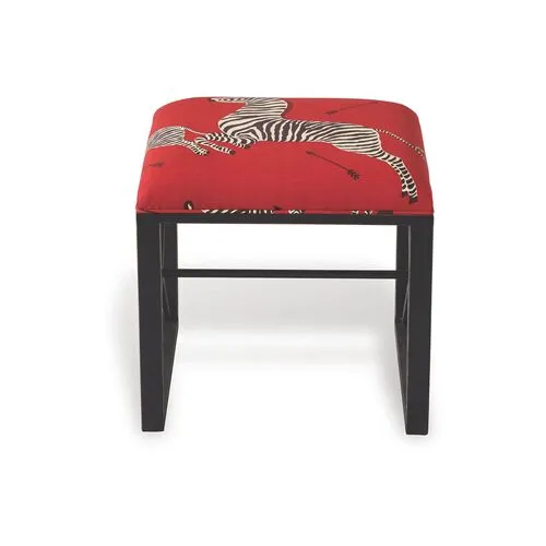 Medallion Zebra Scalamandre Left Facing Single Stool - Red/Black - Port 68