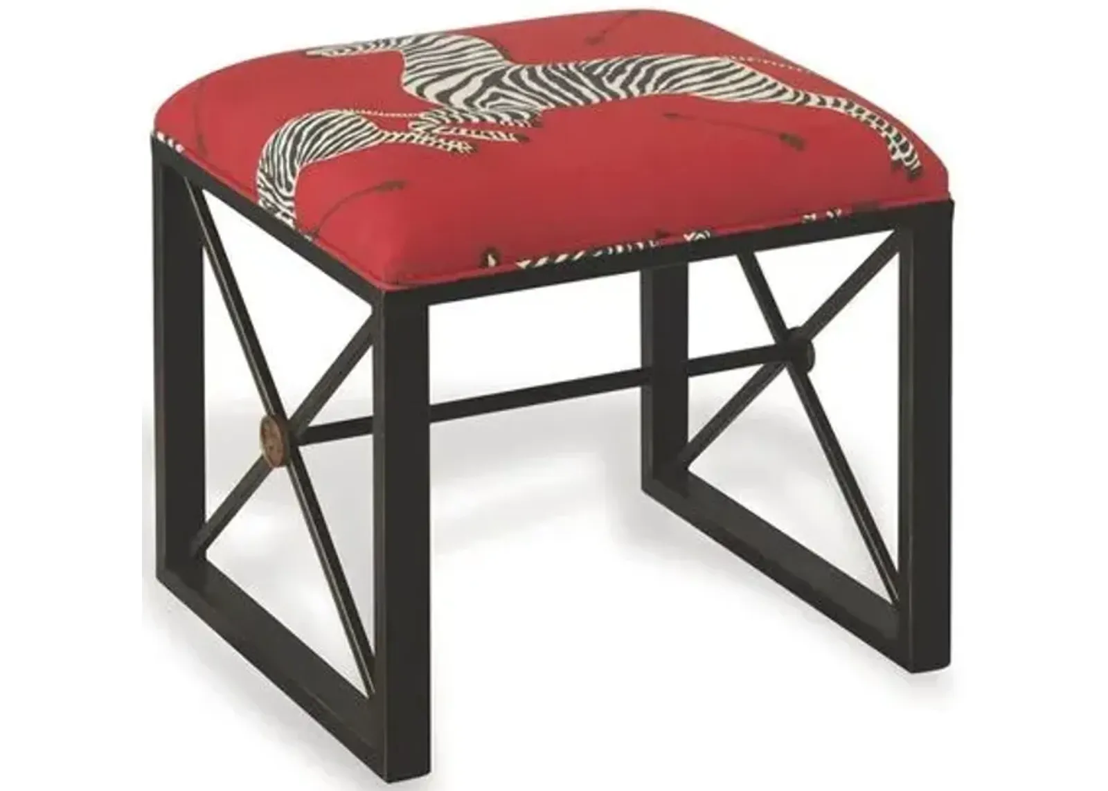 Medallion Zebra Scalamandre Left Facing Single Stool - Red/Black - Port 68