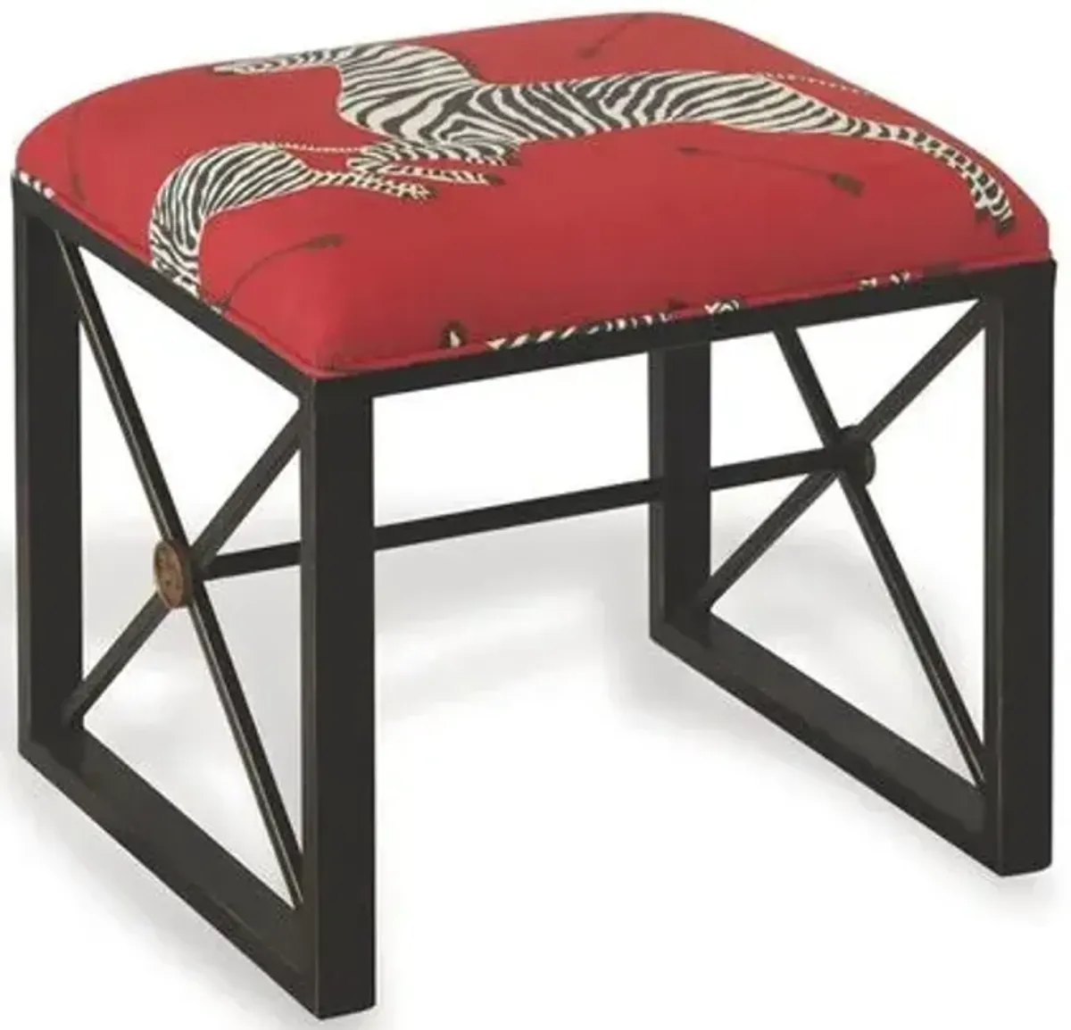 Medallion Zebra Scalamandre Left Facing Single Stool - Red/Black - Port 68