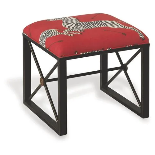 Medallion Zebra Scalamandre Left Facing Single Stool - Red/Black - Port 68