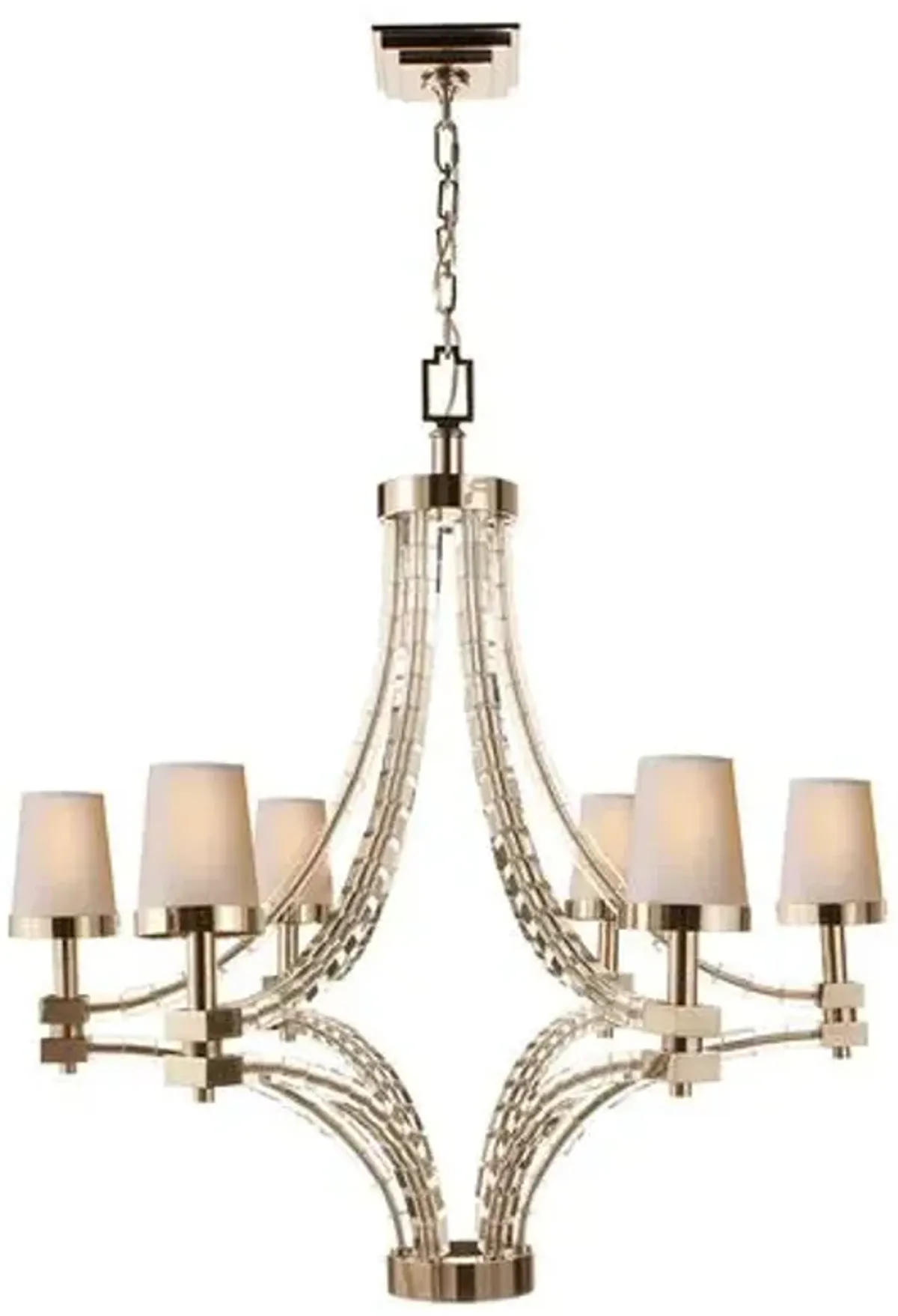 Visual Comfort - Large Crystal Cube Chandelier - Nickel - Beige