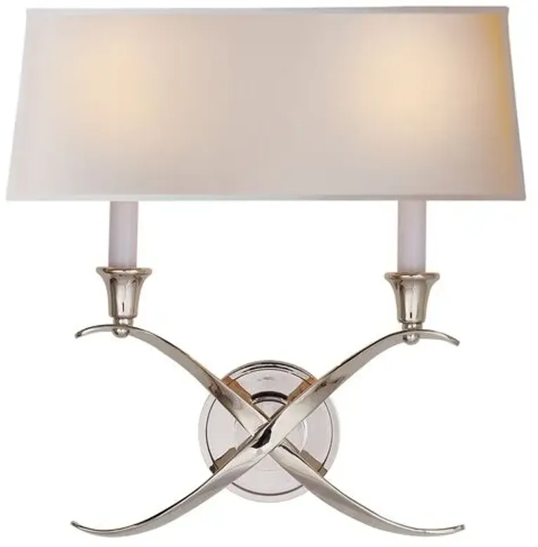 Visual Comfort - Cross Bouillotte Sconce - Nickel - Silver