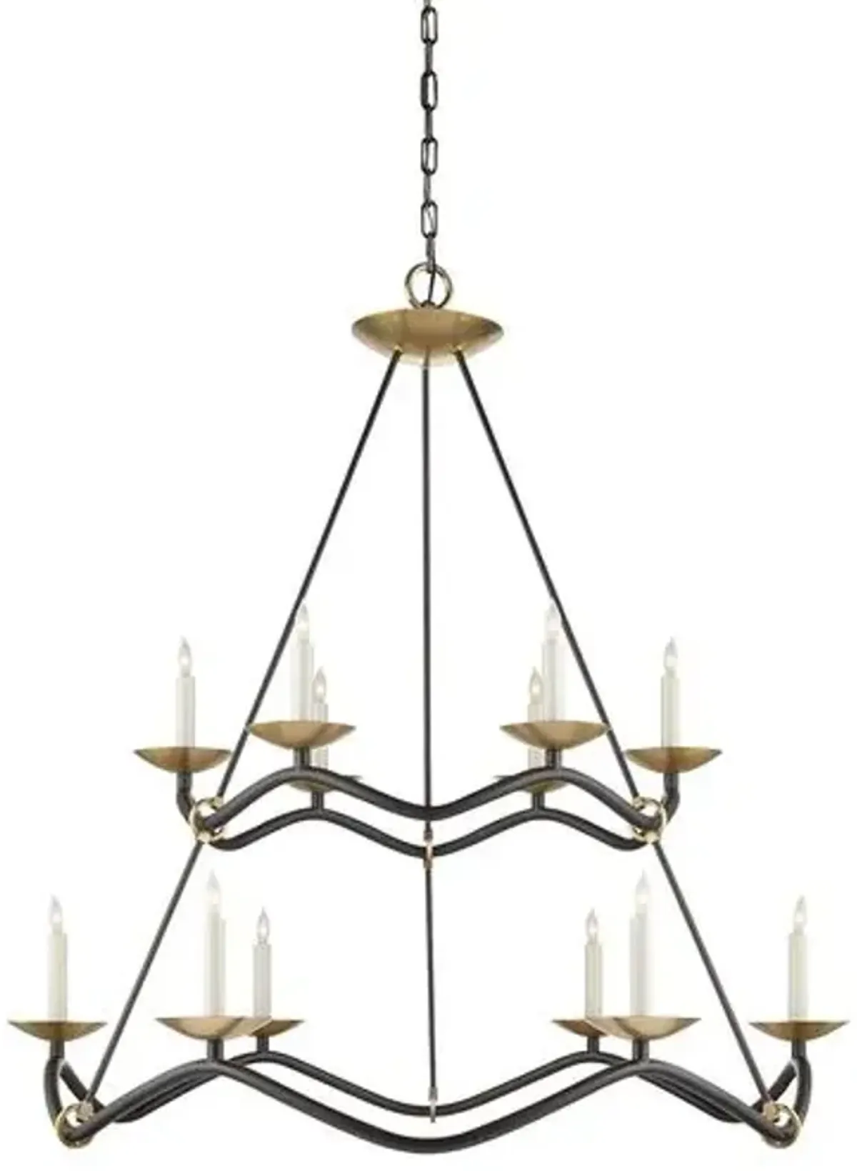 Visual Comfort - Choros Two Tier Chandelier - Aged Iron - Black