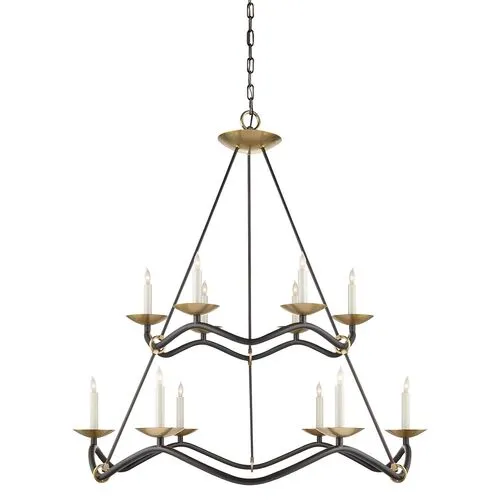 Visual Comfort - Choros Two Tier Chandelier - Aged Iron - Black