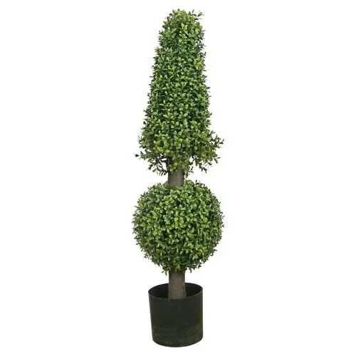 37" Boxwood Ball & Cone Tree - Faux - Green