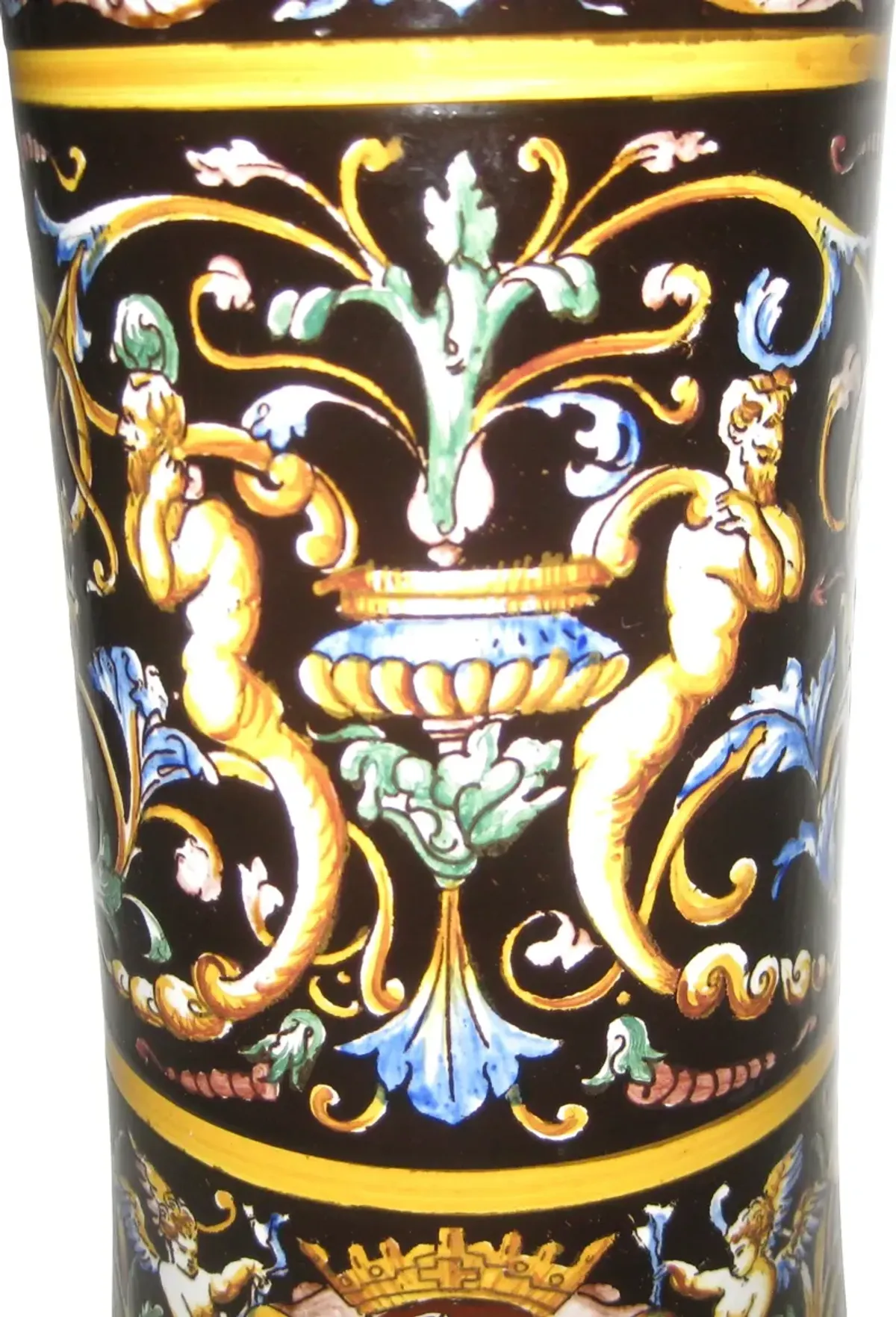 Antique Gien French Faience Vase - The Emporium Ltd. - Black