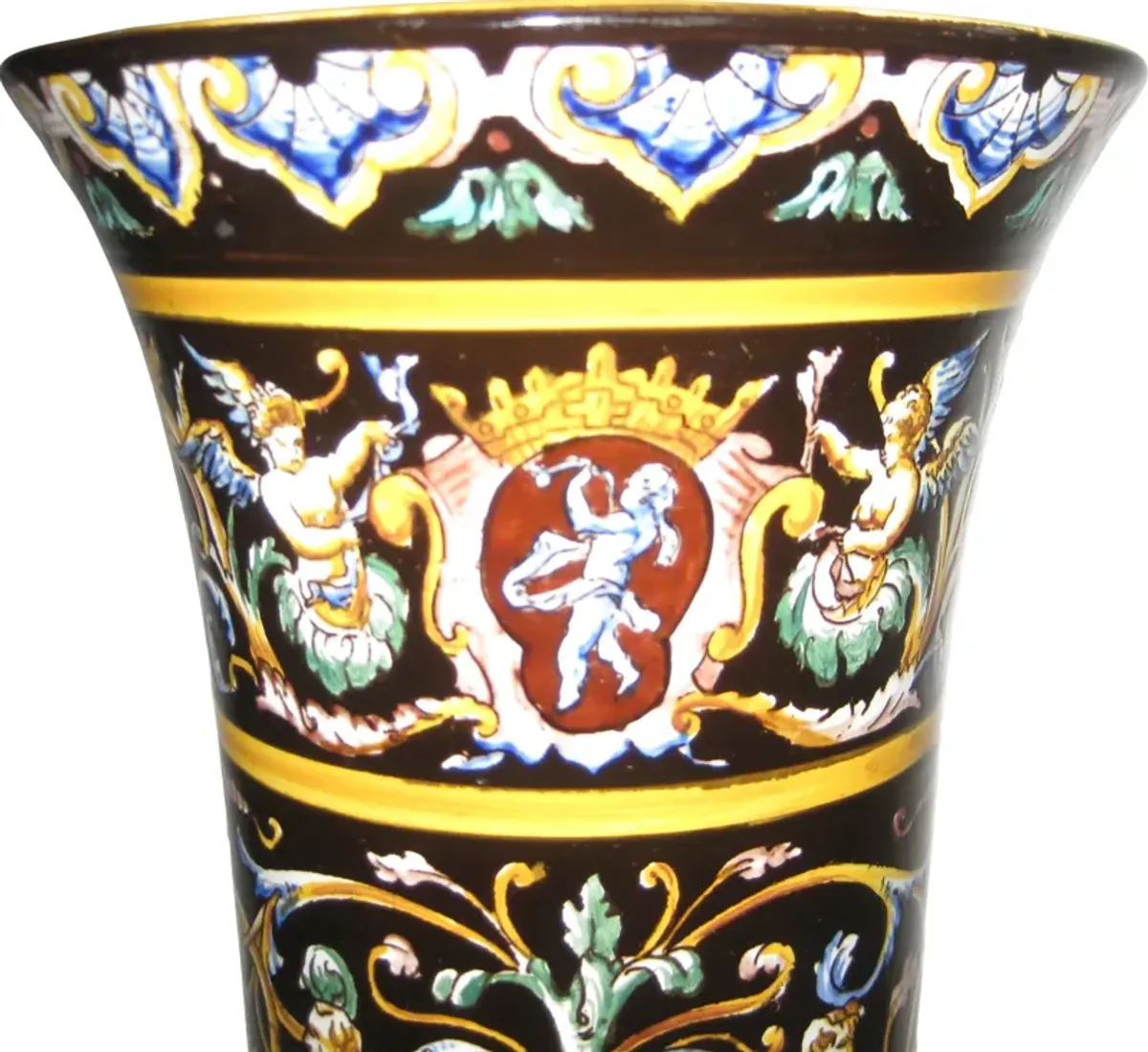 Antique Gien French Faience Vase - The Emporium Ltd. - Black