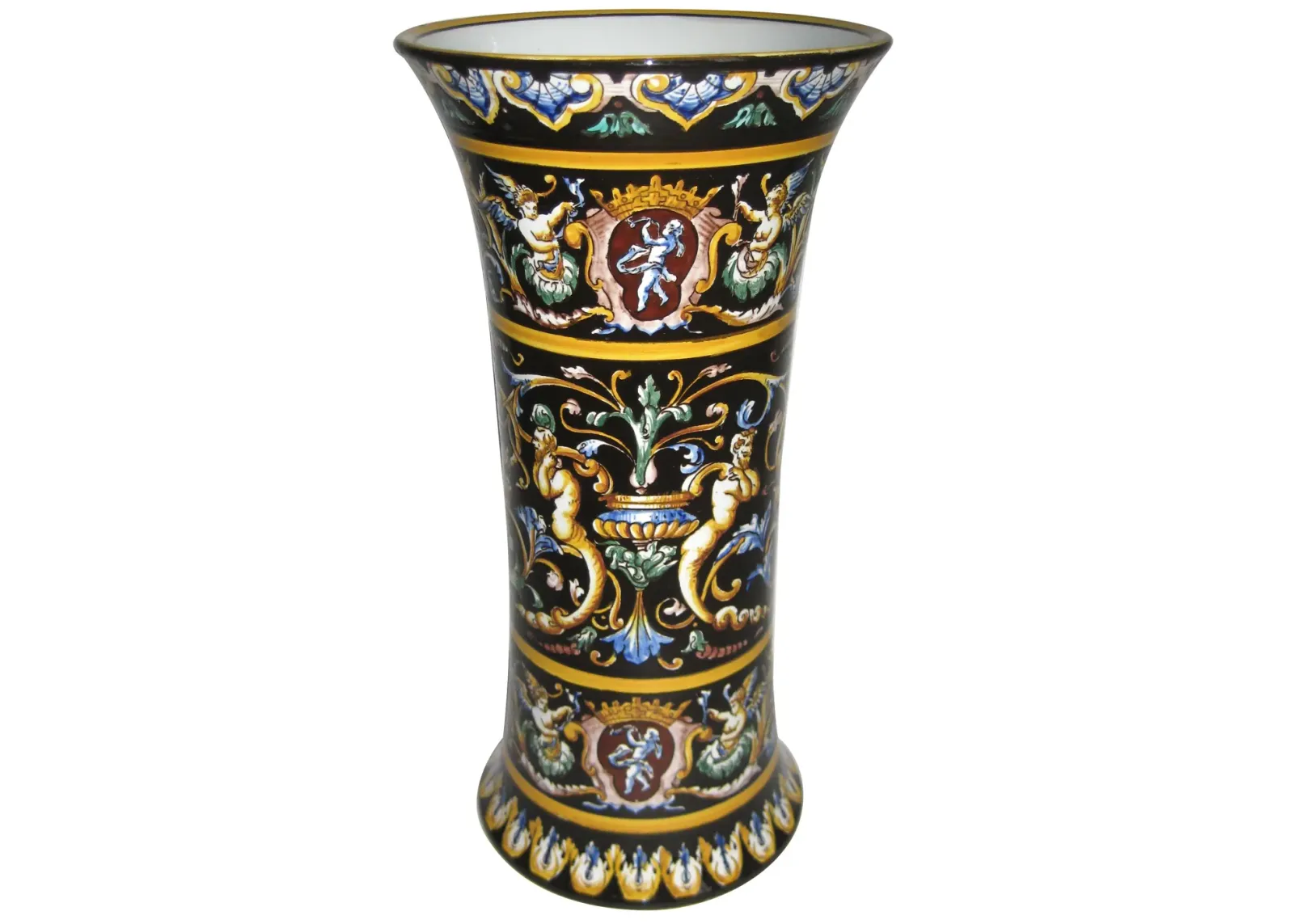 Antique Gien French Faience Vase - The Emporium Ltd. - Black