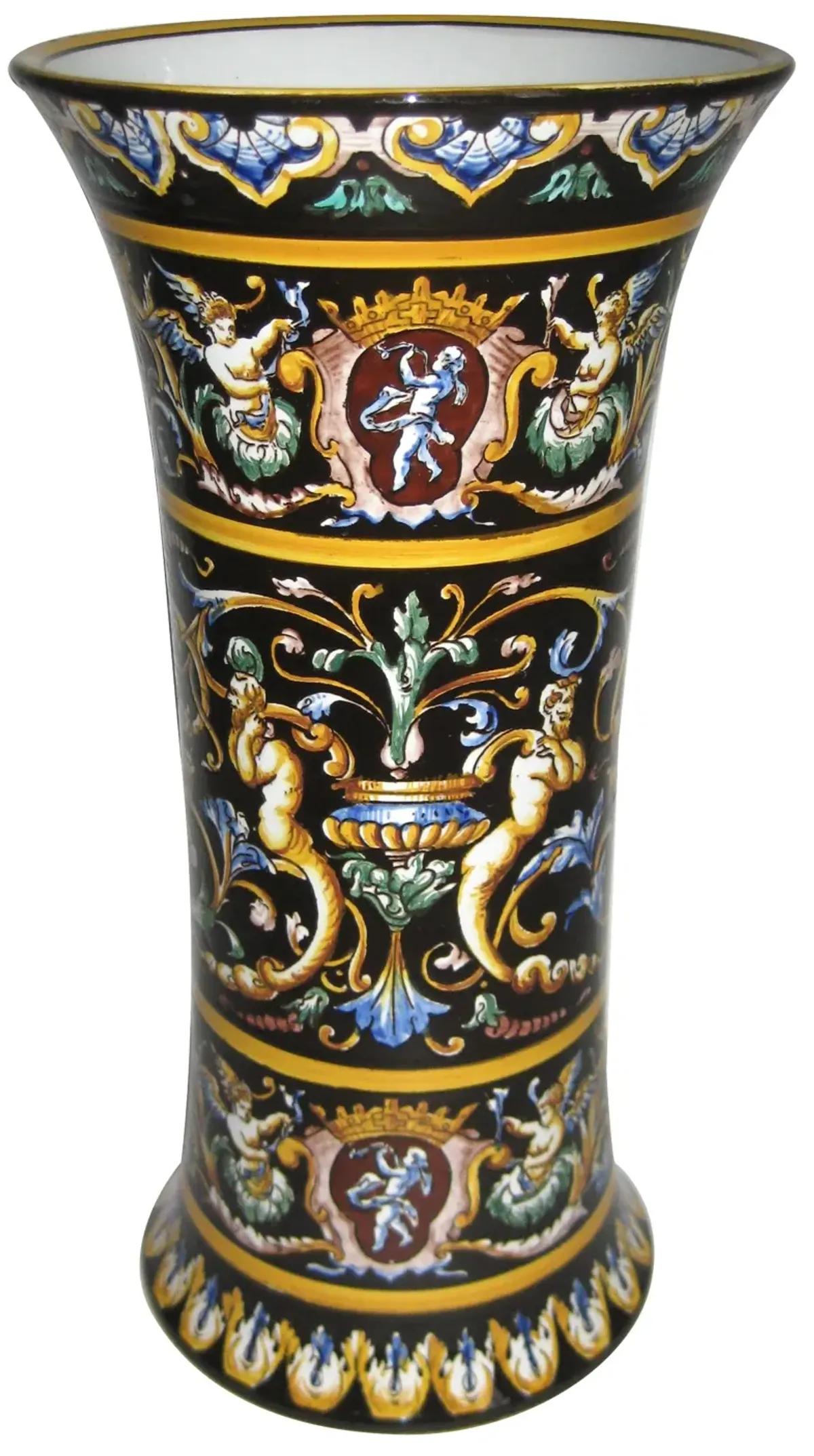 Antique Gien French Faience Vase - The Emporium Ltd. - Black