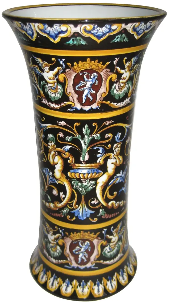 Antique Gien French Faience Vase - The Emporium Ltd. - Black