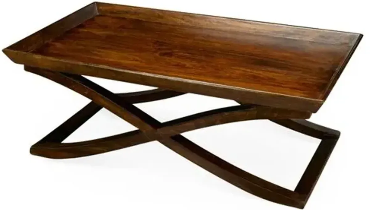 Vesper X-Base Coffee Table - Dark Pecan - Handcrafted - Brown