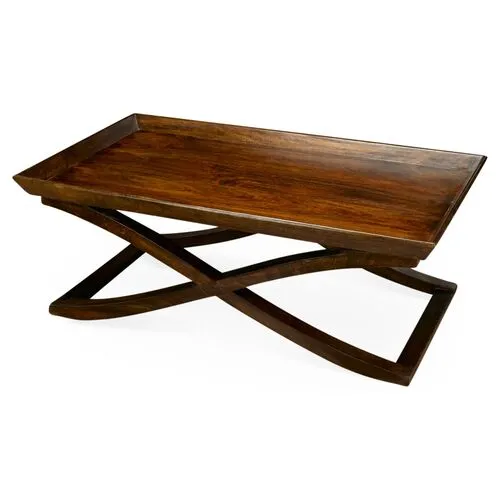 Vesper X-Base Coffee Table - Dark Pecan - Handcrafted - Brown