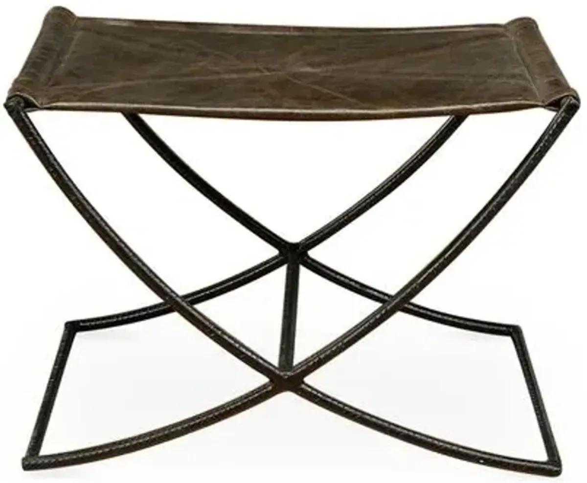 Harper Stool - Dark Brown Leather - Handcrafted