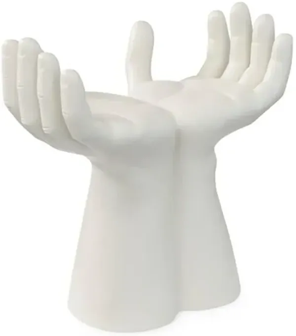 Hands Ceramic Stool - White - Global Views - Gray