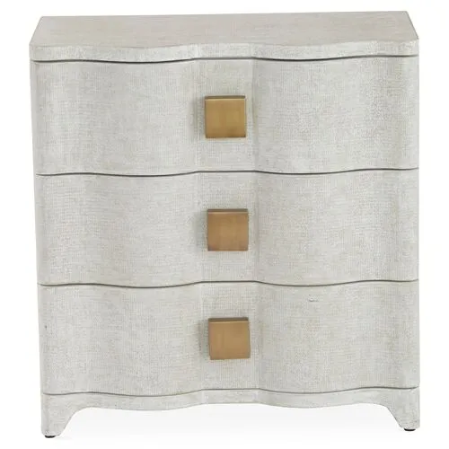 Toile 3-Drawer Nightstand - Antiqued White Linen - Global Views