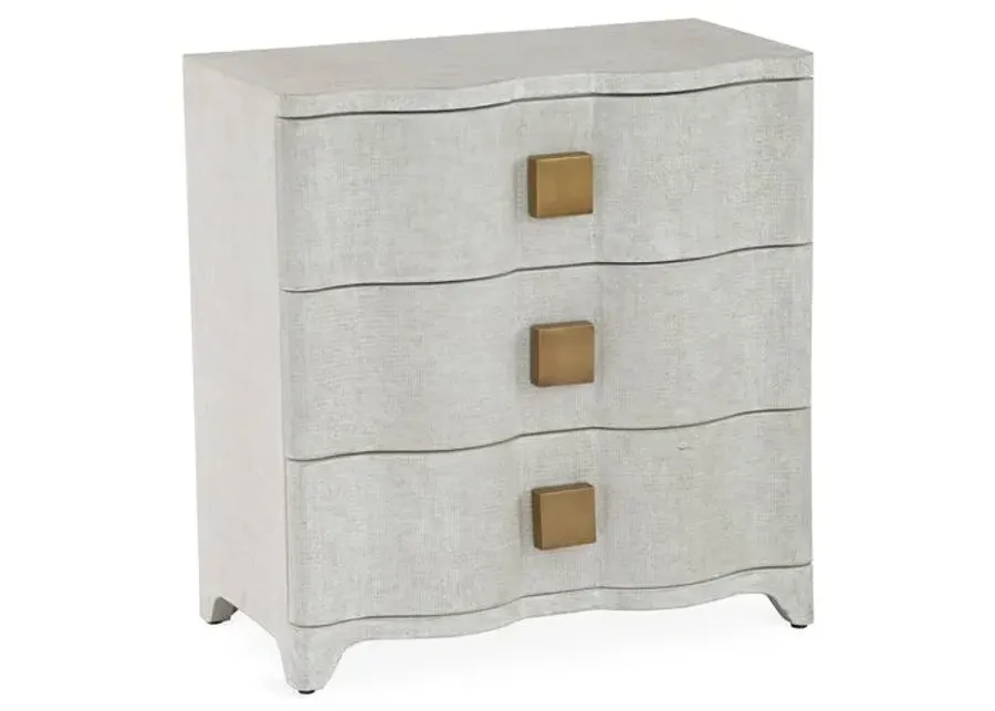 Toile 3-Drawer Nightstand - Antiqued White Linen - Global Views