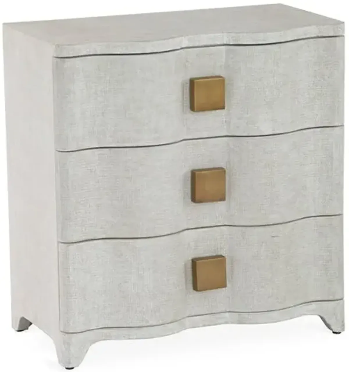 Toile 3-Drawer Nightstand - Antiqued White Linen - Global Views