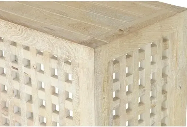 Driftwood Lattice Console - Global Views - Beige