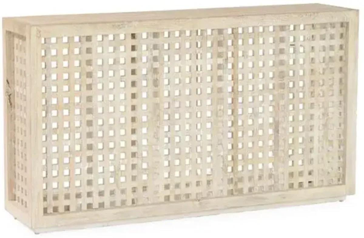 Driftwood Lattice Console - Global Views - Beige