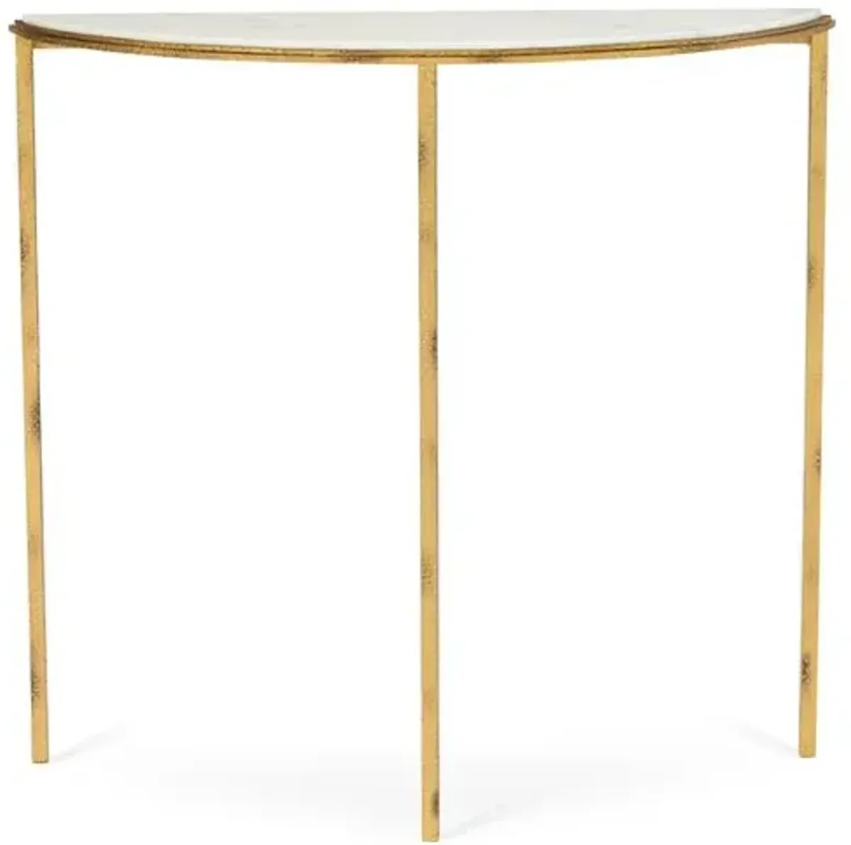 Hammered Console - Gold/White Marble - Global Views - Ivory