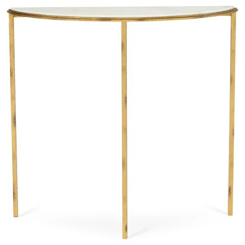 Hammered Console - Gold/White Marble - Global Views - Ivory