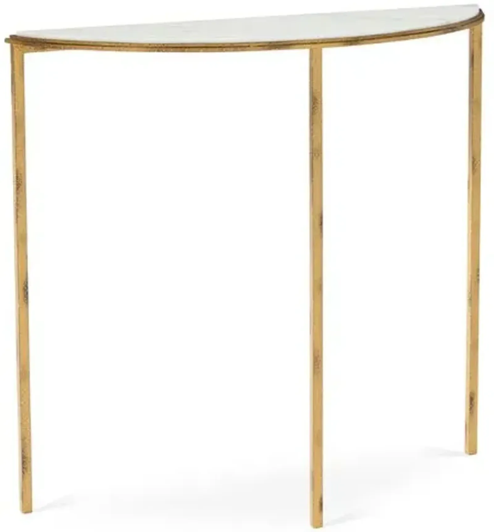 Hammered Console - Gold/White Marble - Global Views - Ivory