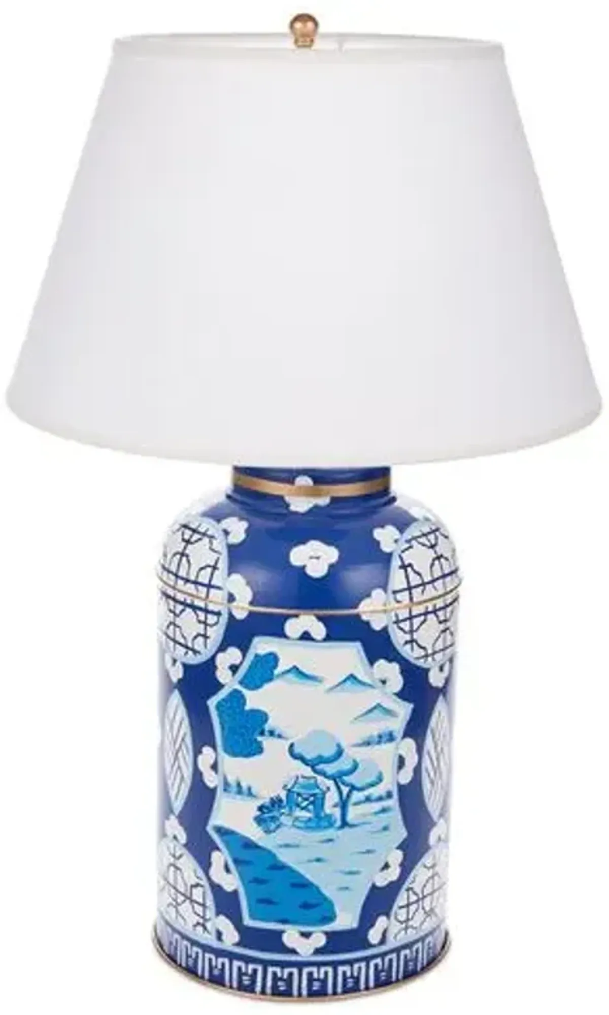 Canton Tea Caddy Lamp - Blue - Dana Gibson