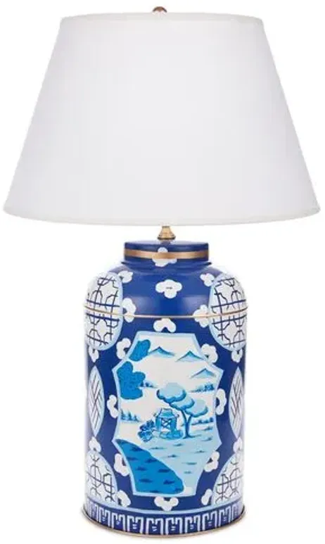 Canton Tea Caddy Lamp - Blue - Dana Gibson