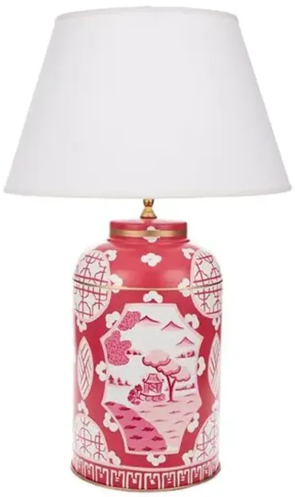 Canton Tea Caddy Lamp - Pink - Dana Gibson